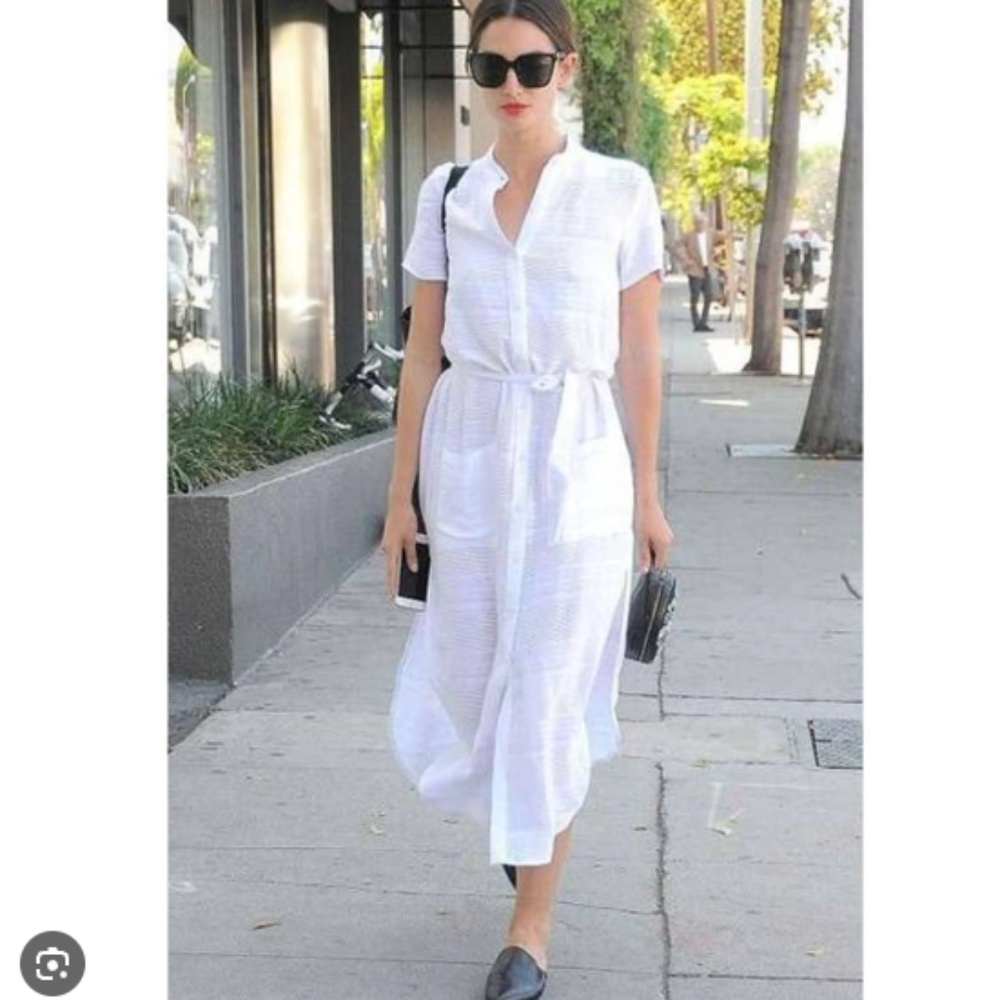 Reformation Ghana midi button-up shirt dress in white